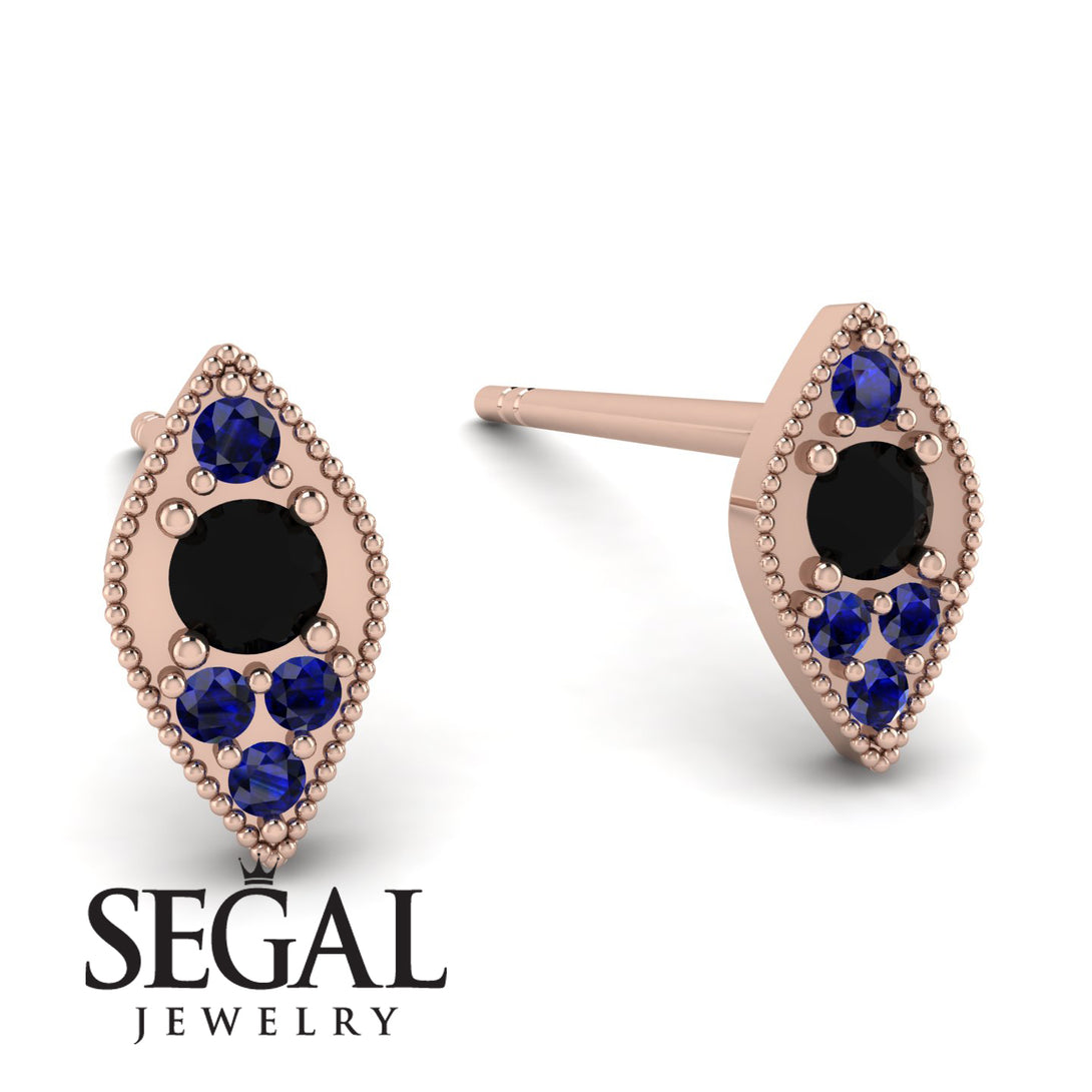 Milgrain Marquise Black Diamond Earrings - Faye No. 68