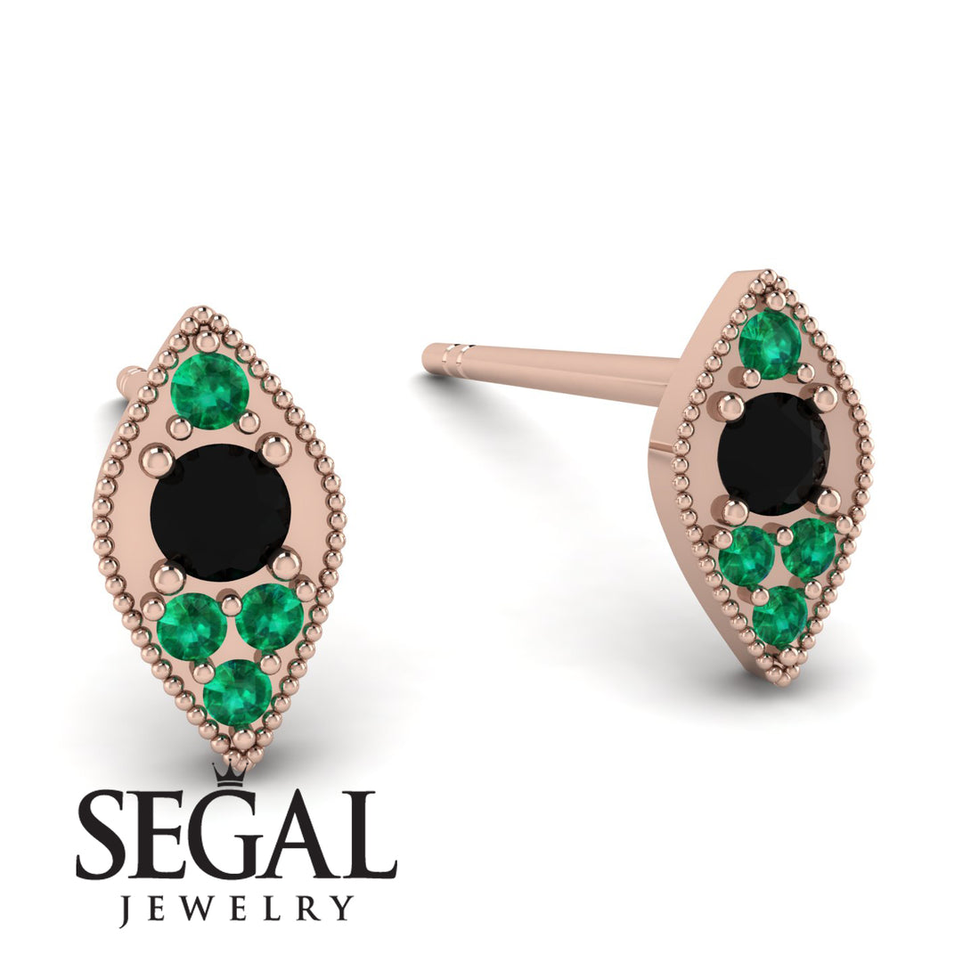 Milgrain Marquise Black Diamond Earrings - Faye No. 23