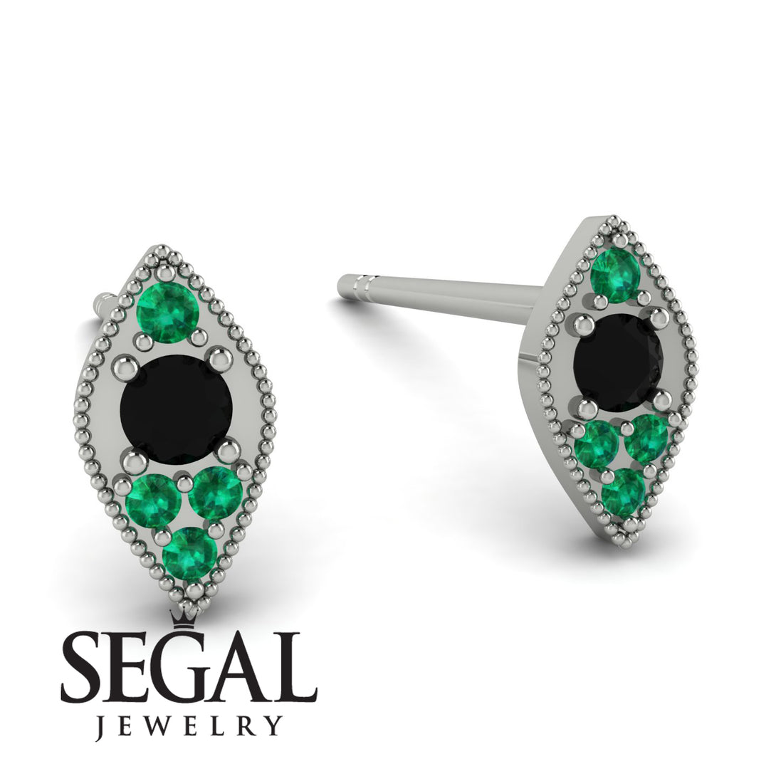Milgrain Marquise Black Diamond Earrings - Faye No. 24