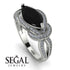 Milgrain Marquise Black Diamond Engagement Ring - Marley No. 9