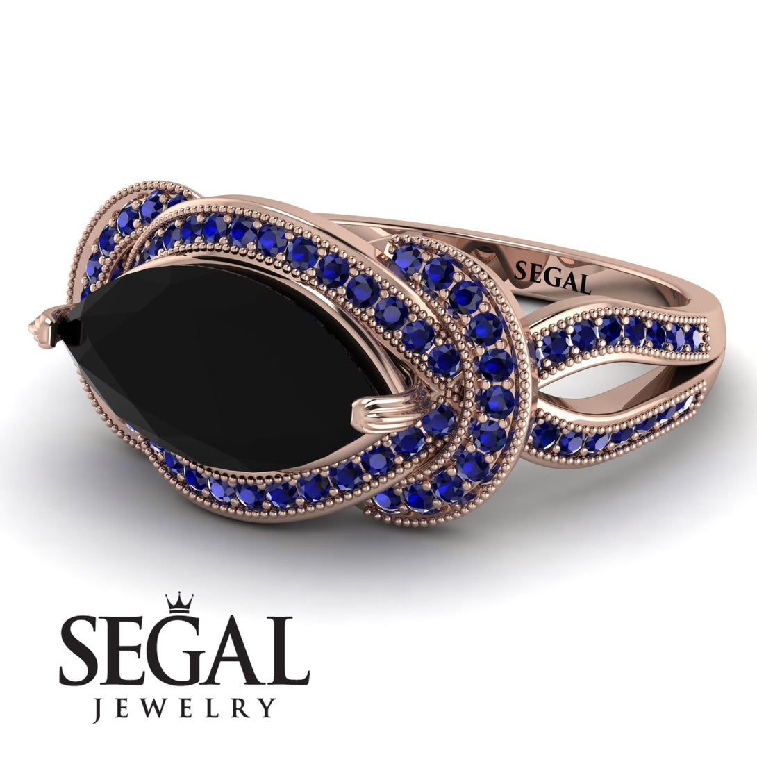 Milgrain Marquise Black Diamond Engagement Ring - Marley No. 68