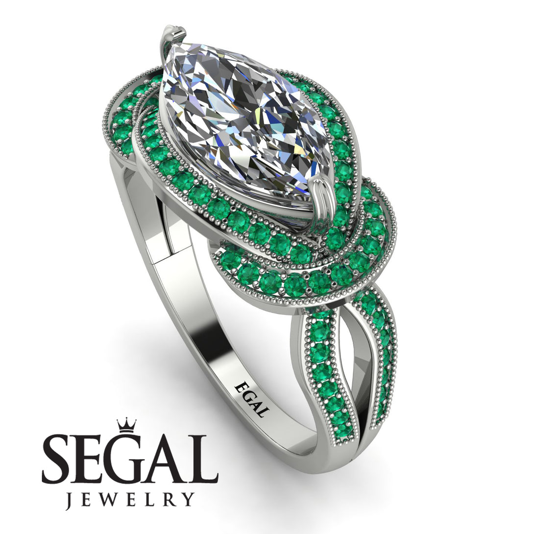 Milgrain Marquise Diamond Engagement Ring - Marley No. 18