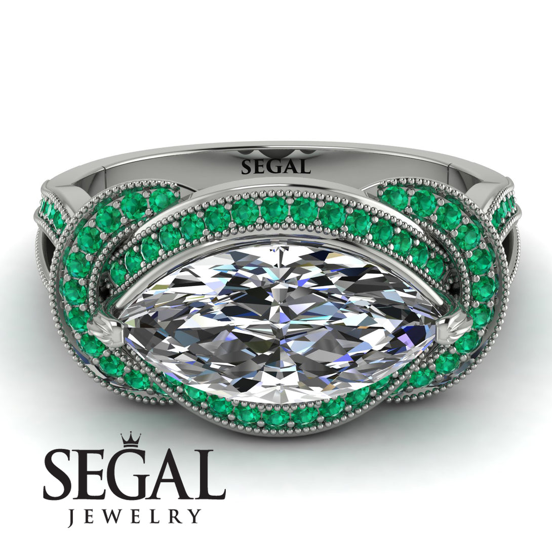 Milgrain Marquise Diamond Engagement Ring - Marley No. 18