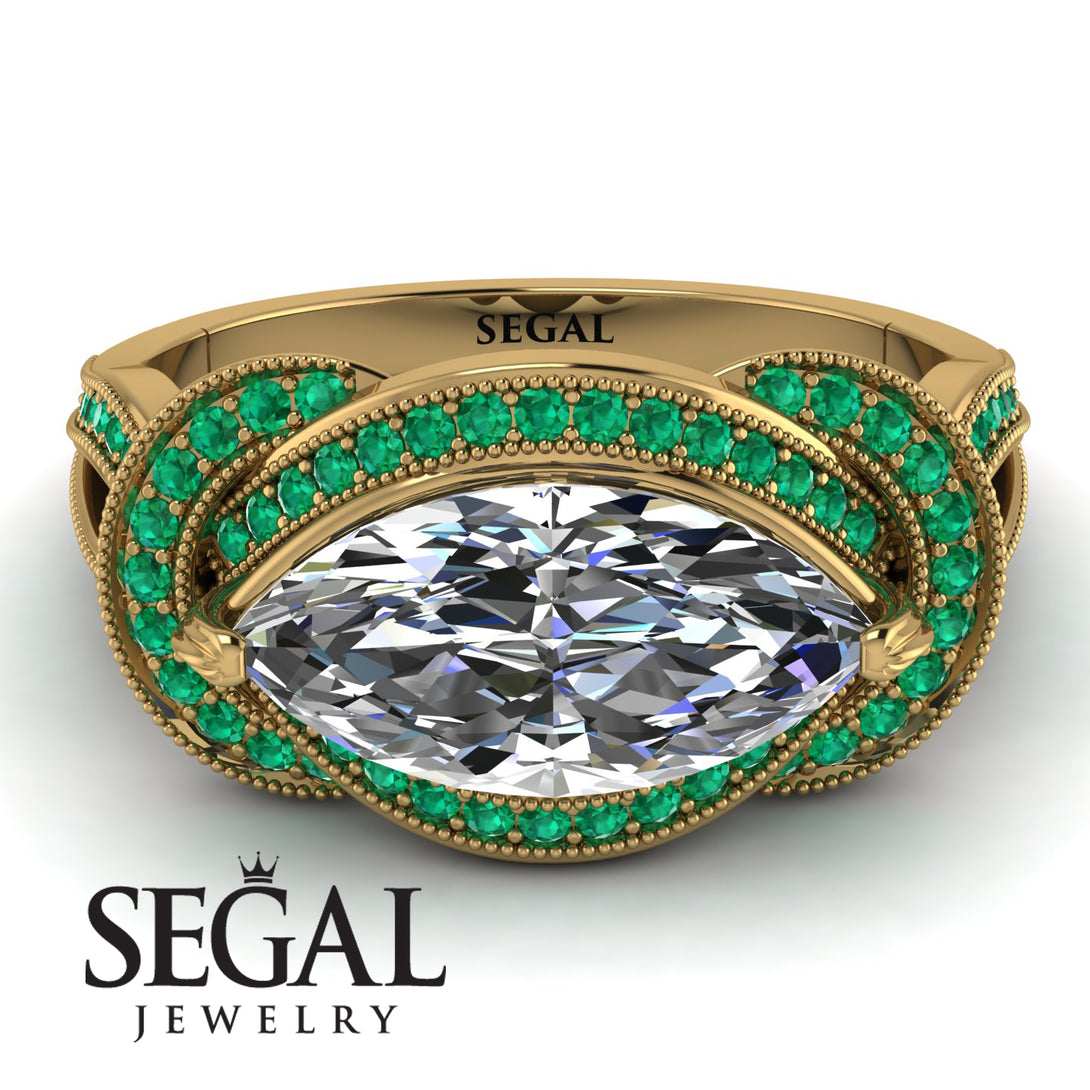 Milgrain Marquise Diamond Engagement Ring - Marley No. 16