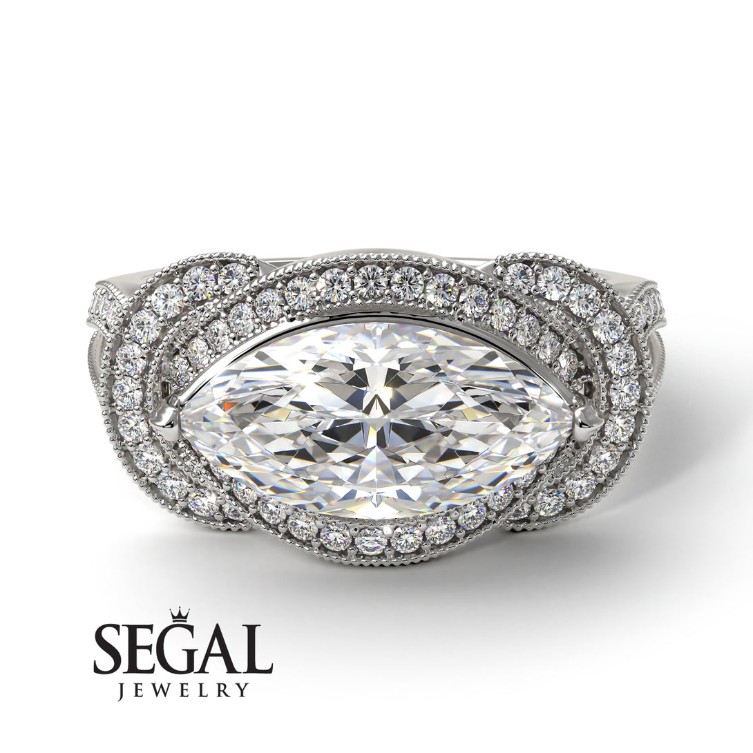 Milgrain Marquise Diamond Engagement Ring - Marley No. 3