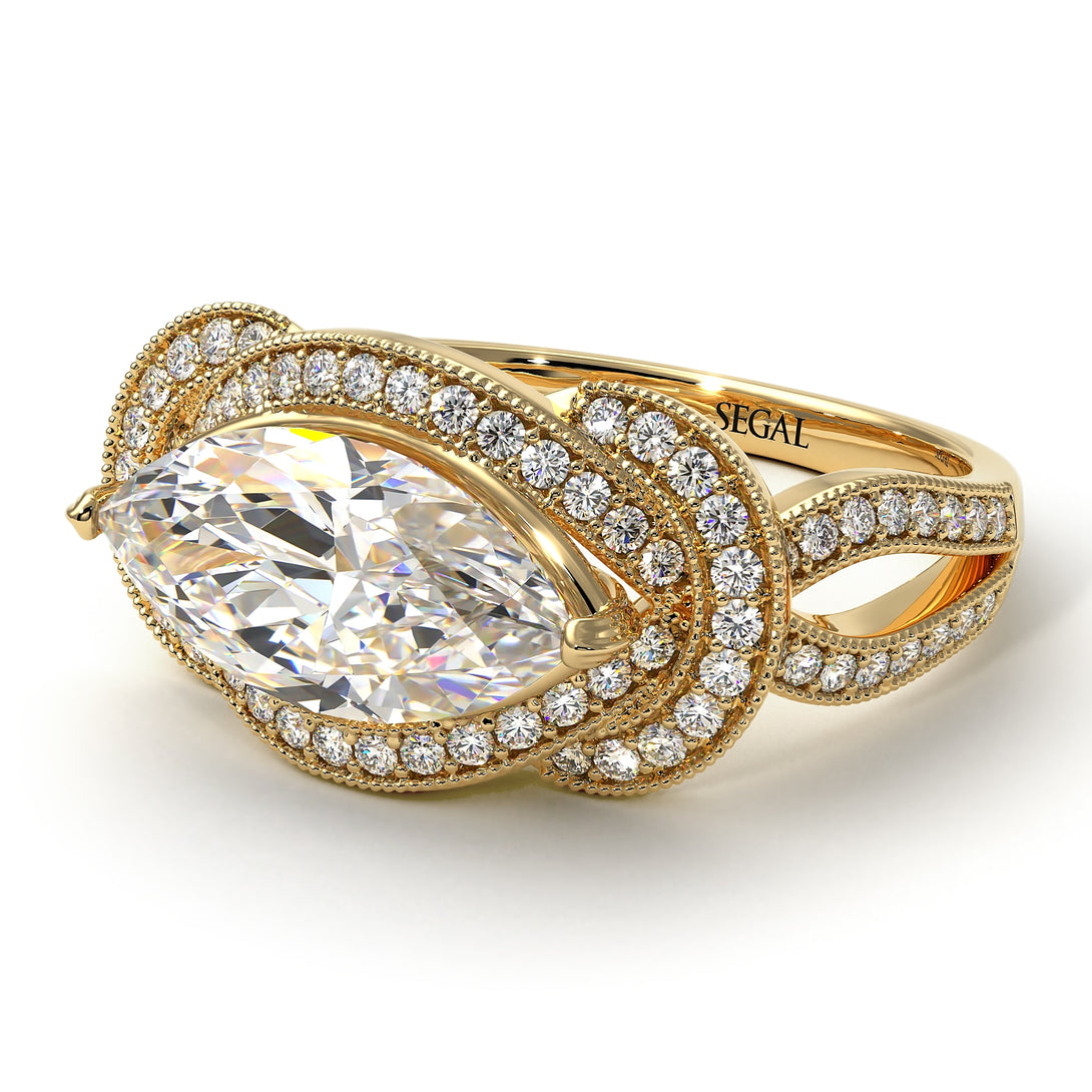 Milgrain Marquise Diamond Engagement Ring - Marley No. 1