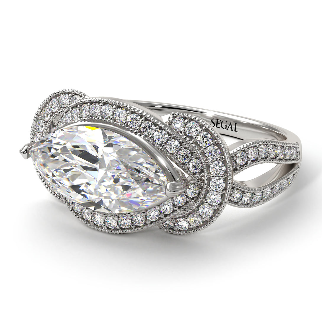 Milgrain Marquise Diamond Engagement Ring - Marley No. 3