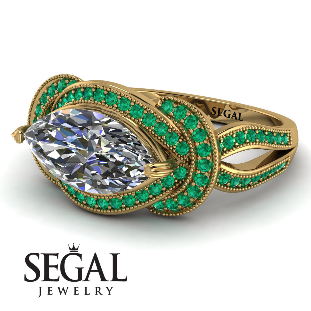 Milgrain Marquise Diamond Engagement Ring - Marley No. 16