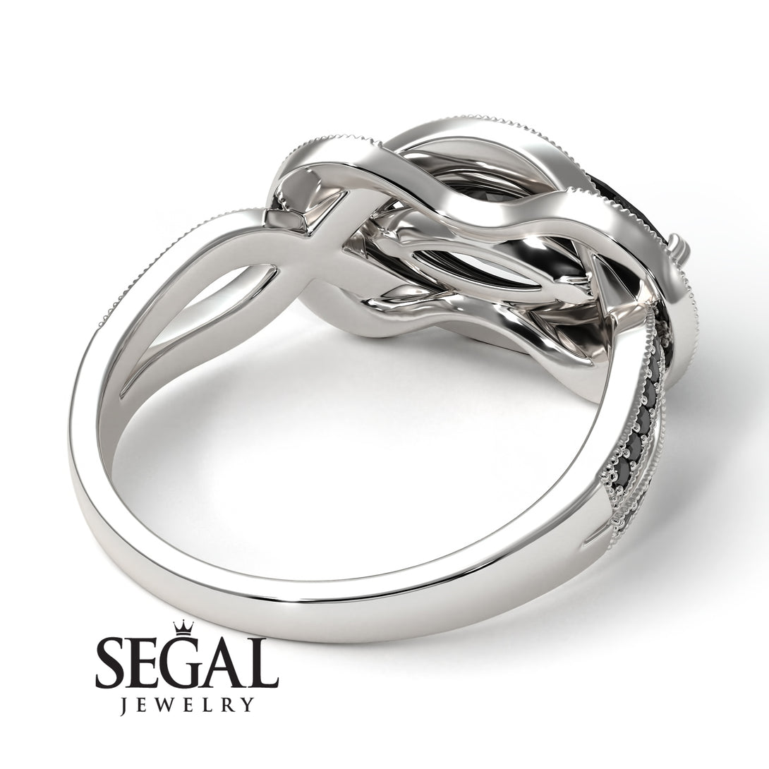 Milgrain Marquise Black Diamond Engagement Ring - Marley No. 39