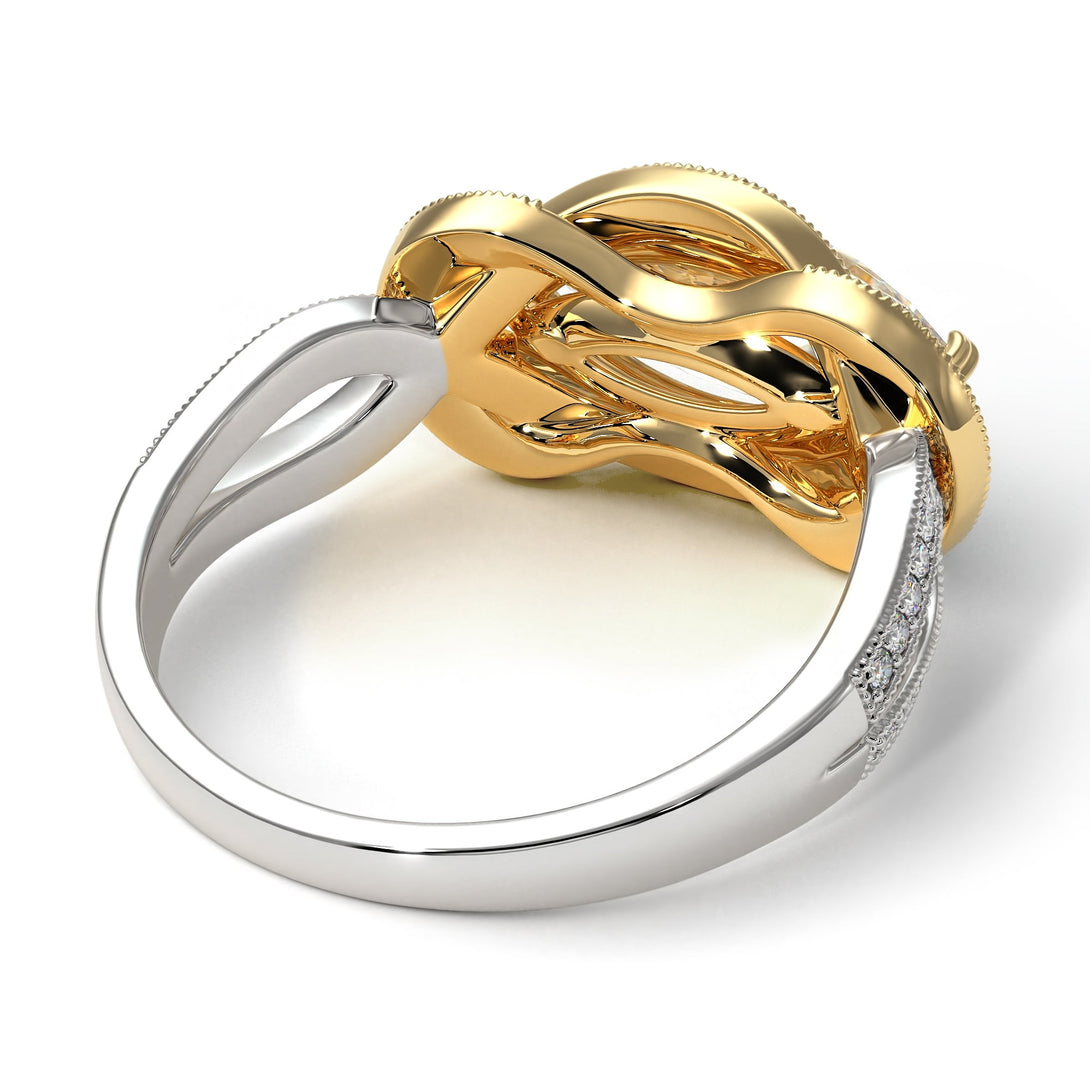 Two Tones Milgrain Marquise Diamond Engagement Ring - Marley No. 77
