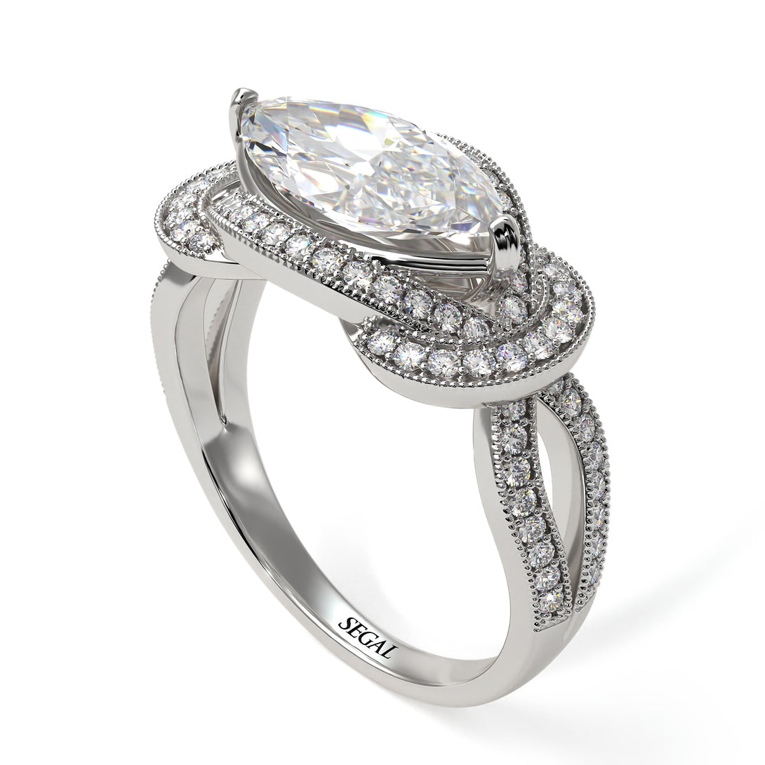 Milgrain Marquise Diamond Engagement Ring - Marley No. 3
