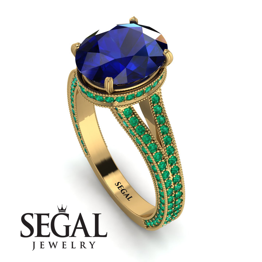 Milgrain Oval Emerald Engagement Ring - Nicole No. 28