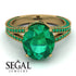 Milgrain Oval Emerald Engagement Ring - Nicole No. 19