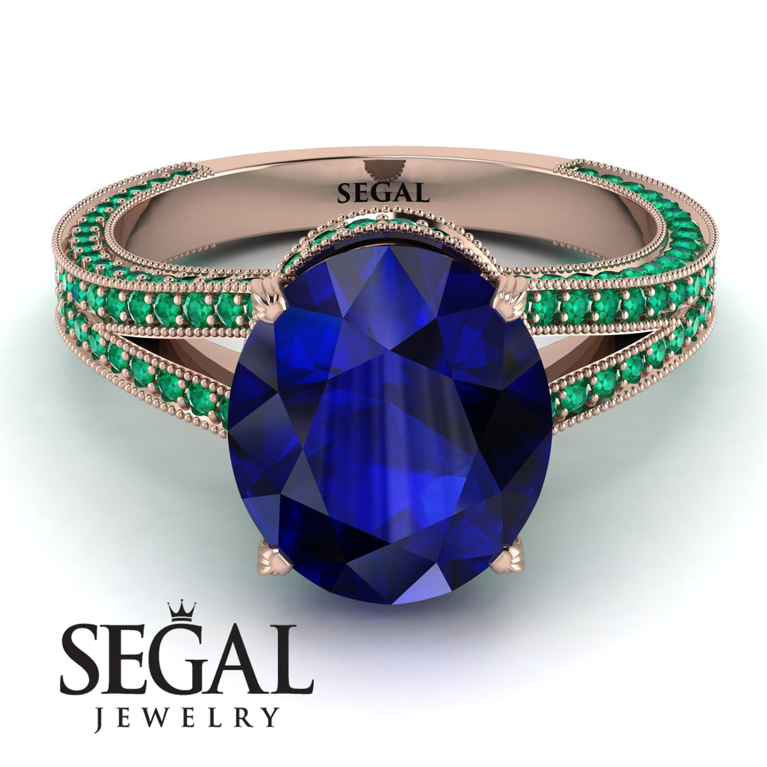Milgrain Oval Emerald Engagement Ring - Nicole No. 29