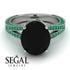 Milgrain Oval Emerald Engagement Ring - Nicole No. 24