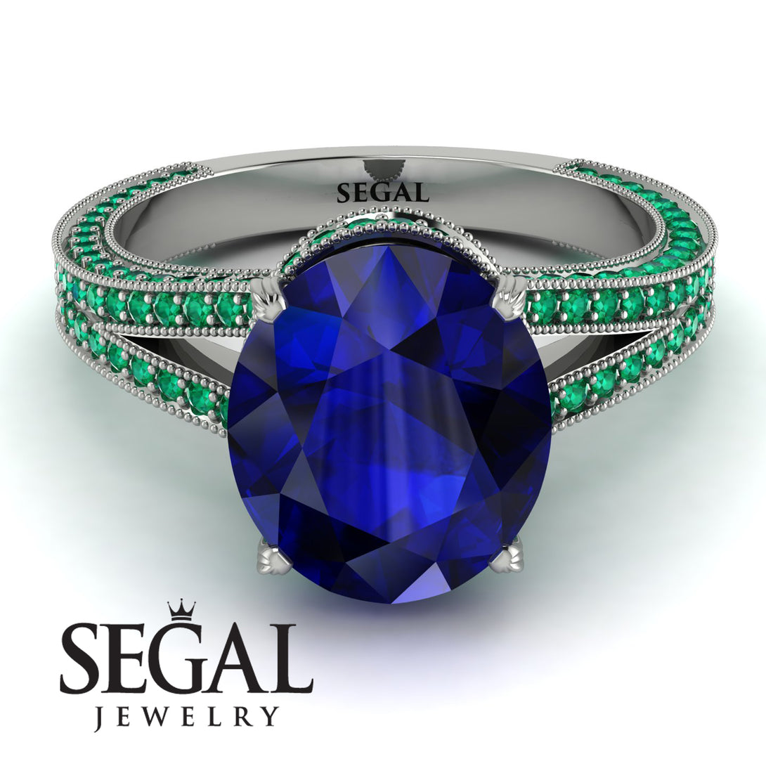 Milgrain Oval Emerald Engagement Ring - Nicole No. 30