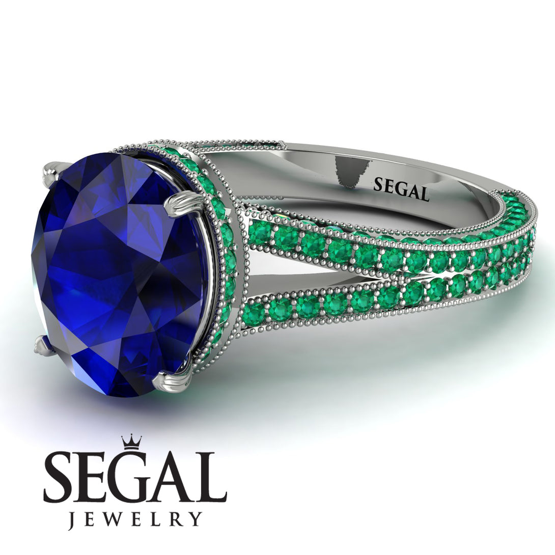 Milgrain Oval Emerald Engagement Ring - Nicole No. 30