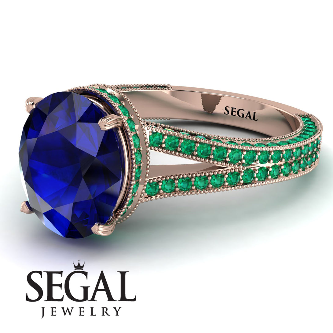Milgrain Oval Emerald Engagement Ring - Nicole No. 29