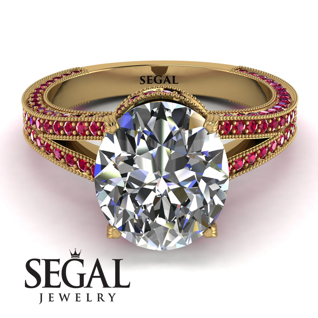 Milgrain Oval Ruby Engagement Ring - Nicole No. 46