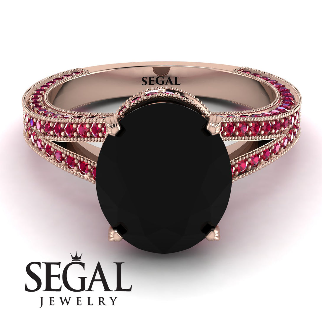 Milgrain Oval Ruby Engagement Ring - Nicole No. 53