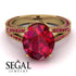 Milgrain Oval Ruby Engagement Ring - Nicole No. 55 image 3