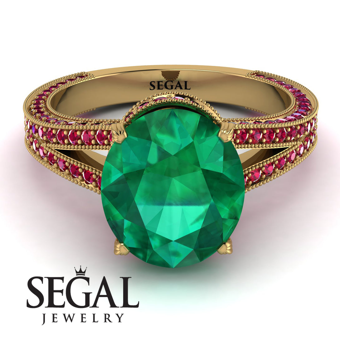 Milgrain Oval Ruby Engagement Ring - Nicole No. 49