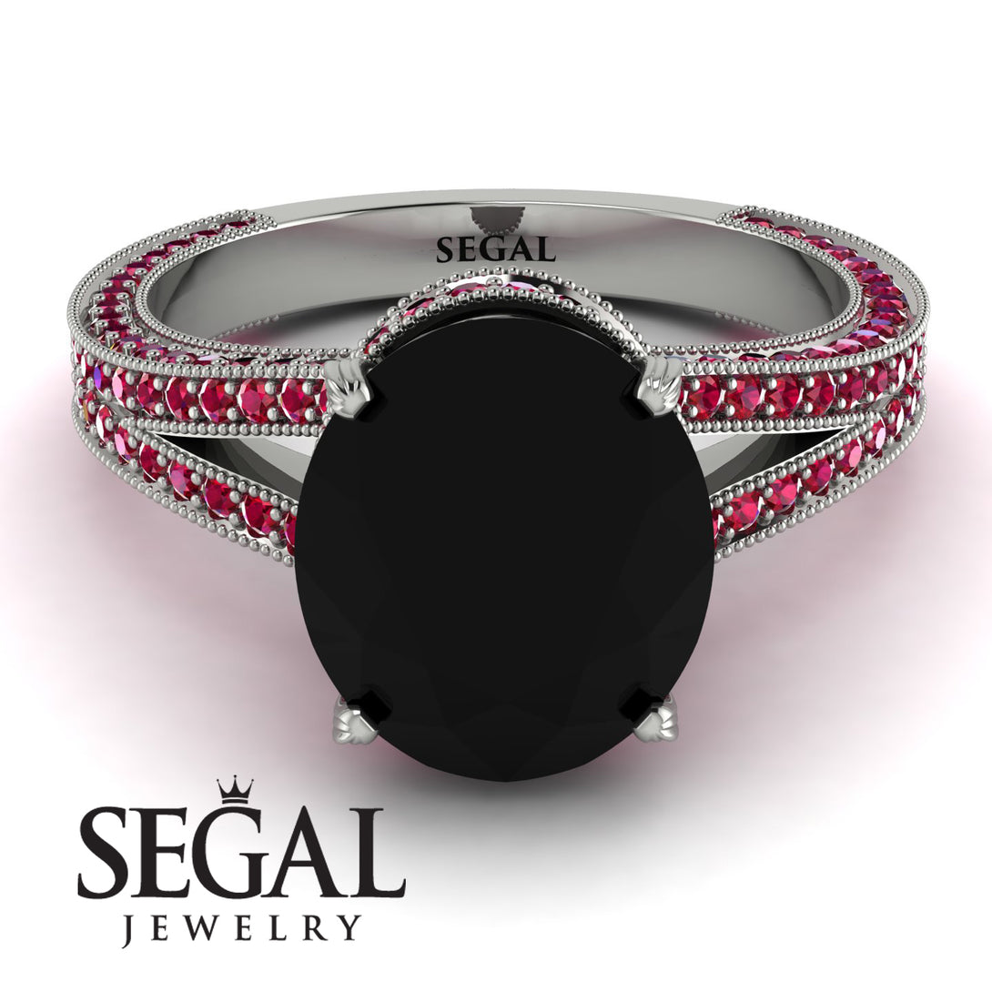 Milgrain Oval Ruby Engagement Ring - Nicole No. 54