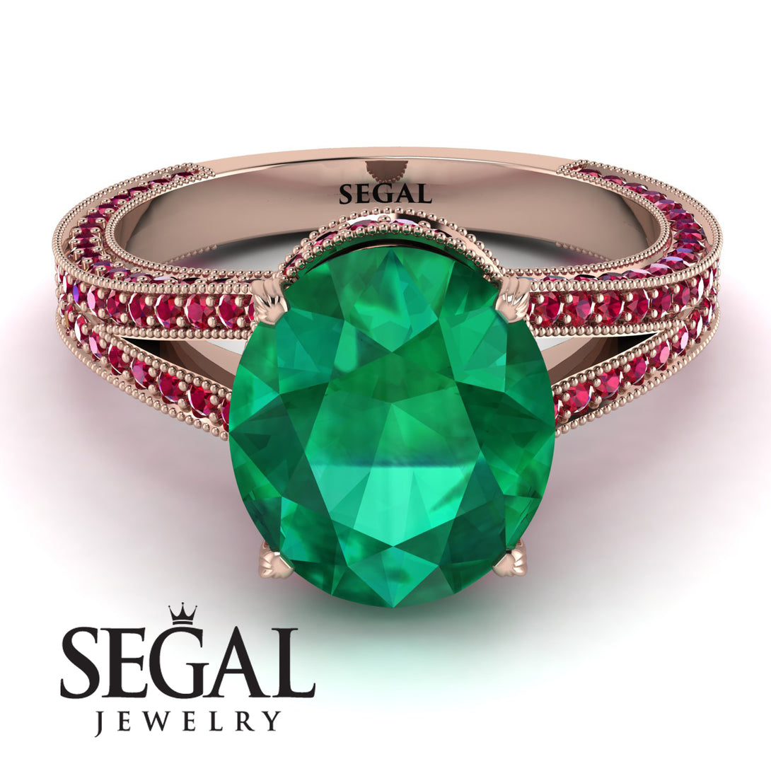 Milgrain Oval Ruby Engagement Ring - Nicole No. 50