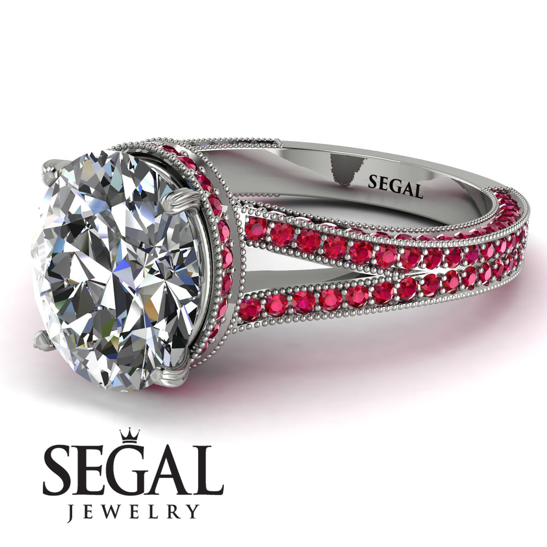 Milgrain Oval Ruby Engagement Ring - Nicole No. 48