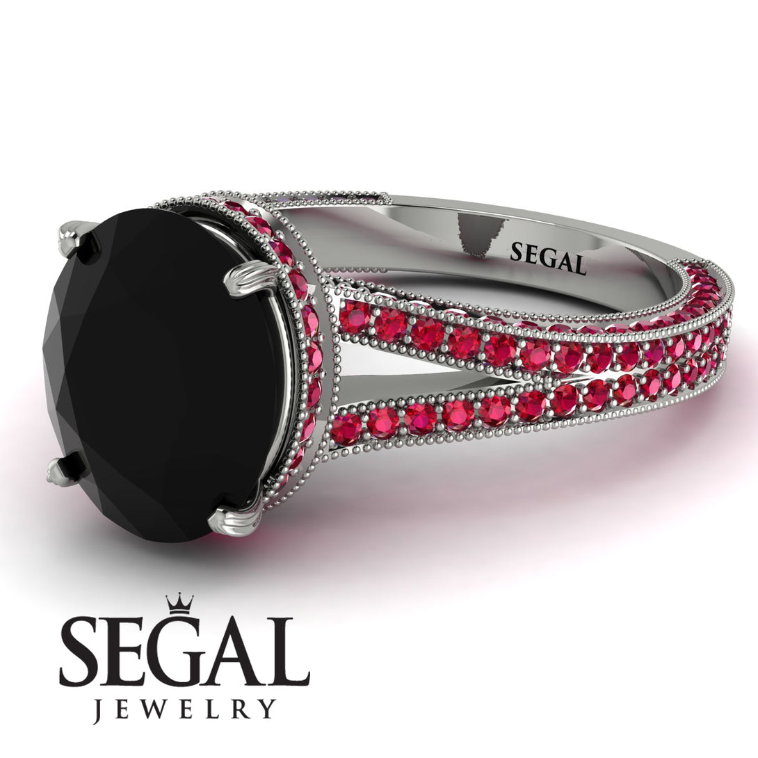 Milgrain Oval Ruby Engagement Ring - Nicole No. 54
