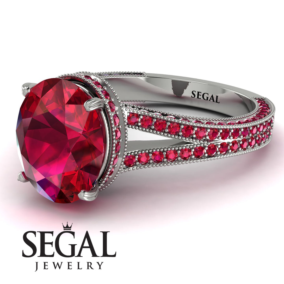 Milgrain Oval Ruby Engagement Ring - Nicole No. 57
