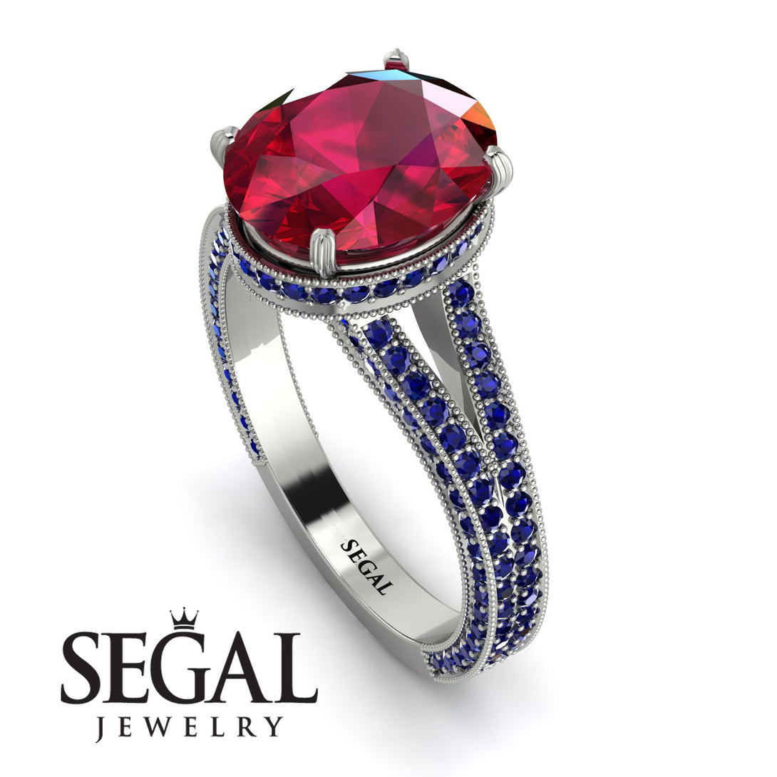 Milgrain Oval Sapphire Engagement Ring - Nicole No. 72