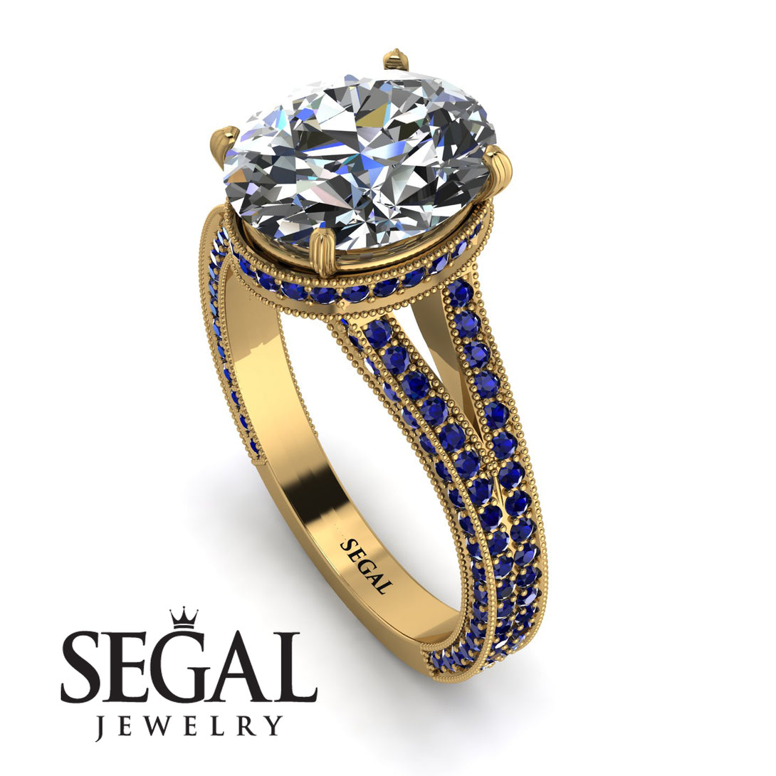 Milgrain Oval Sapphire Engagement Ring - Nicole No. 61