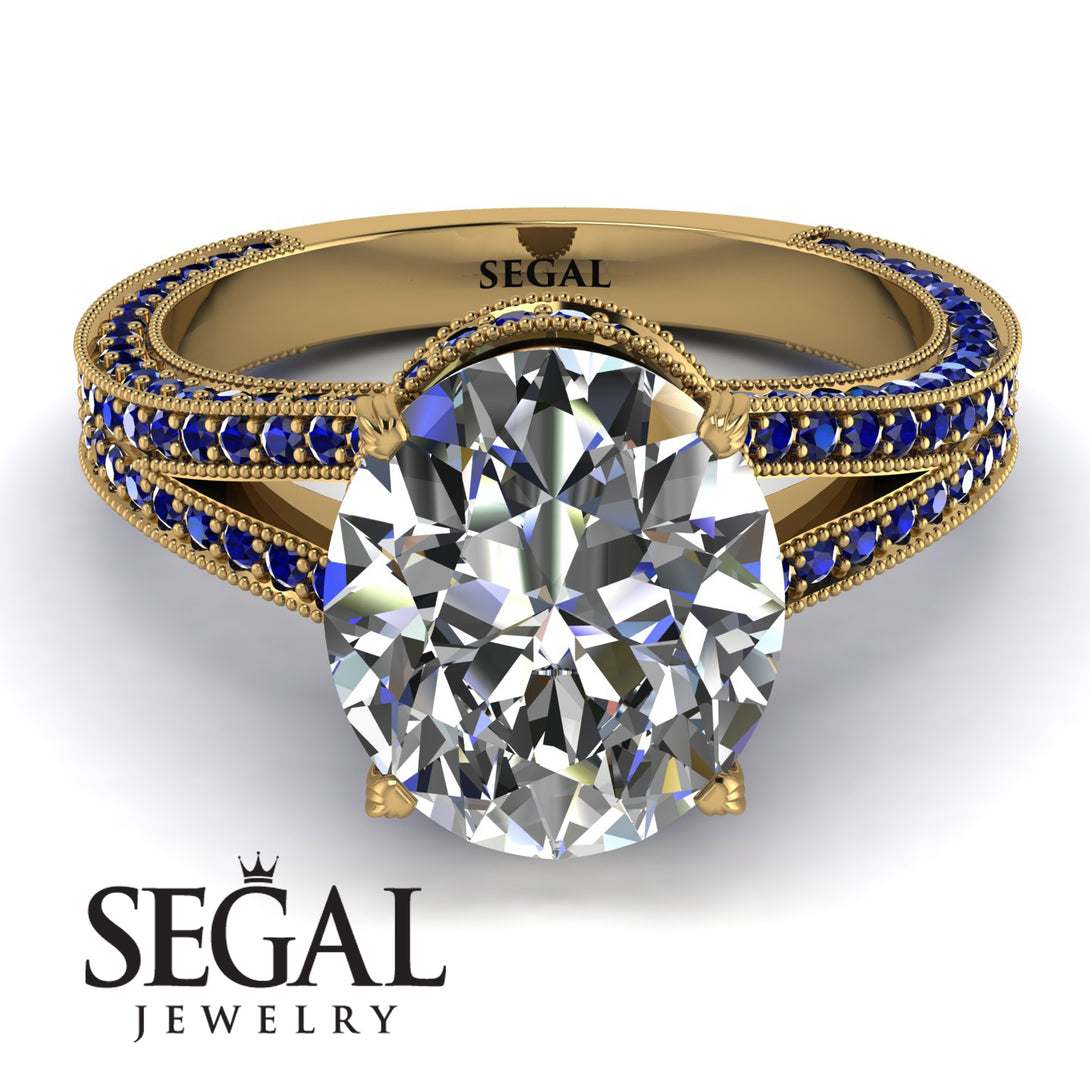 Milgrain Oval Sapphire Engagement Ring - Nicole No. 61
