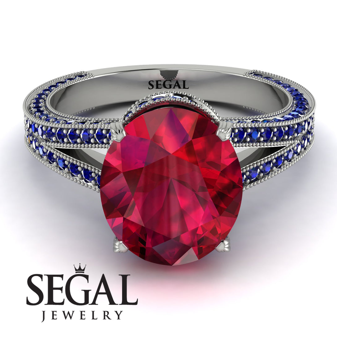 Milgrain Oval Sapphire Engagement Ring - Nicole No. 72