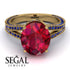 Milgrain Oval Sapphire Engagement Ring - Nicole No. 70