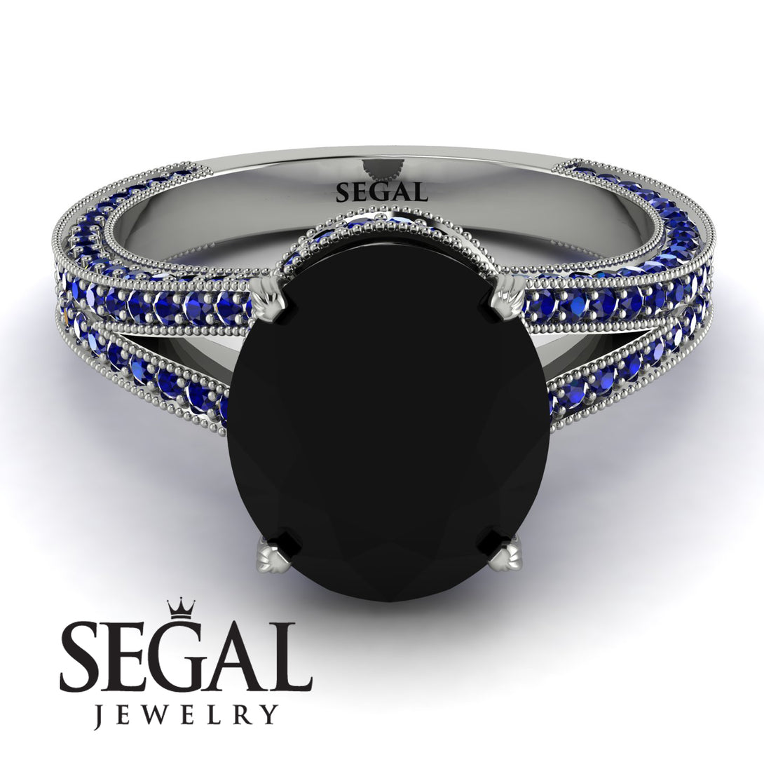 Milgrain Oval Sapphire Engagement Ring - Nicole No. 69