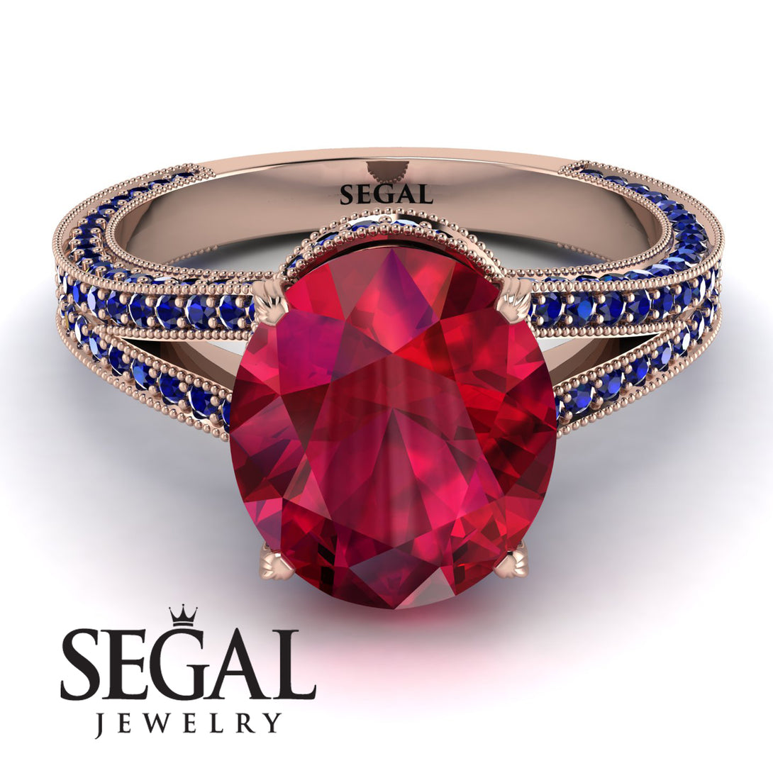 Milgrain Oval Sapphire Engagement Ring - Nicole No. 71