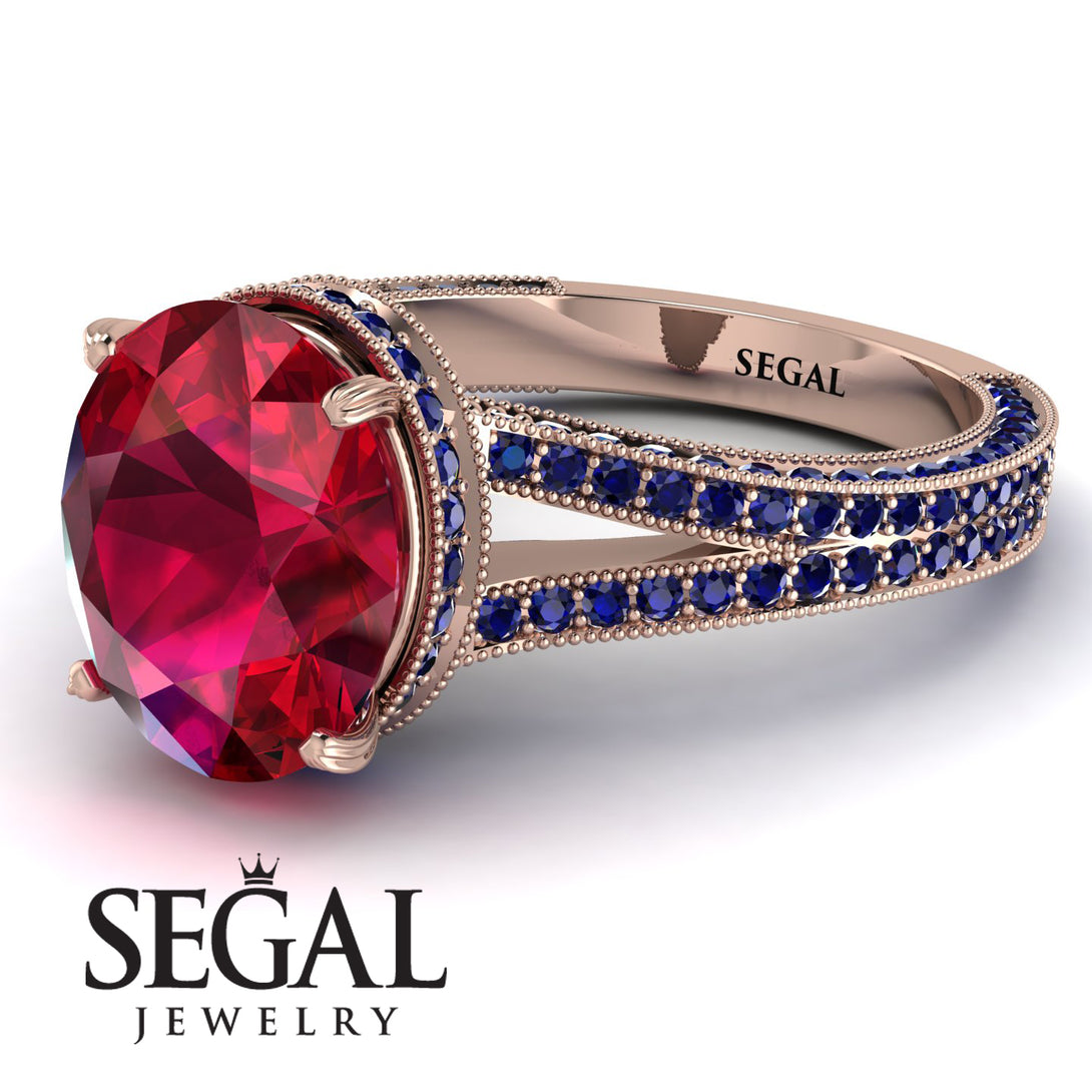Milgrain Oval Sapphire Engagement Ring - Nicole No. 71