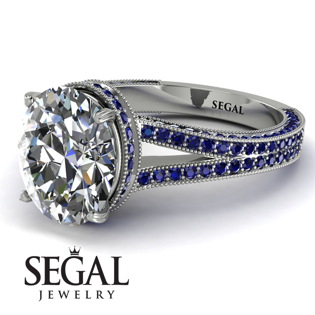 Milgrain Oval Sapphire Engagement Ring - Nicole No. 63