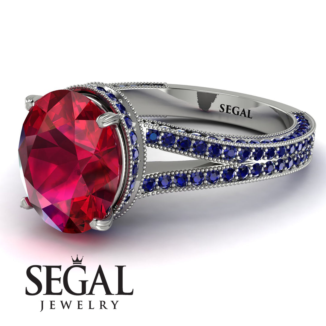 Milgrain Oval Sapphire Engagement Ring - Nicole No. 72