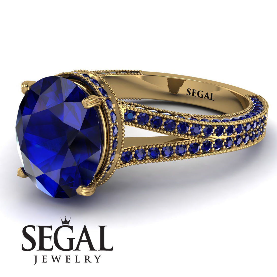 Milgrain Oval Sapphire Engagement Ring - Nicole No. 73