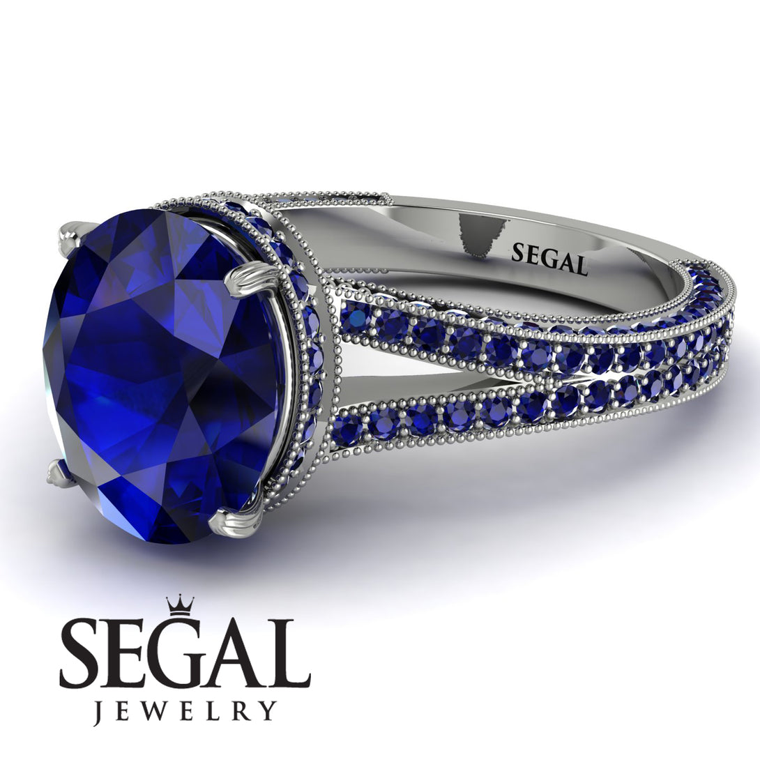Milgrain Oval Sapphire Engagement Ring - Nicole No. 75