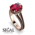 Milgrain Oval Black Diamond Engagement Ring - Nicole No. 41 image 2