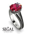 Milgrain Oval Black Diamond Engagement Ring - Nicole No. 42