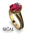 Milgrain Oval Black Diamond Engagement Ring - Nicole No. 40