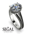 Milgrain Oval Black Diamond Engagement Ring - Nicole No. 33