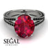 Milgrain Oval Black Diamond Engagement Ring - Nicole No. 42