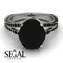 Milgrain Oval Black Diamond Engagement Ring - Nicole No. 39