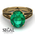 Milgrain Oval Black Diamond Engagement Ring - Nicole No. 34